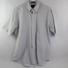 Vintage Cambridge Classics Dress Shirt Men's Size 17 White Blue Short Sleeves