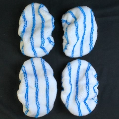 Lot of 4 Millifiber Reusable Mop Pads White Blue Oval Home Cleaning Supplies