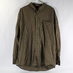 GAP Men's XL Long Sleeve Button-Up Shirt Brown Red Beige Plaid Good Condition