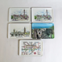Lot of 5 Melamaster Melamine Platters Great Britain Landmarks Pre-owned