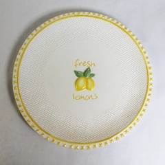Grasslands Road Fresh Lemons Decorative Plate 8.5" Crazed Pre-Owned Decor