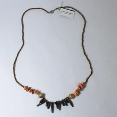 Thirty One Bits Romantic Cream Gray Beaded Ethic Handmade Uganda Necklace