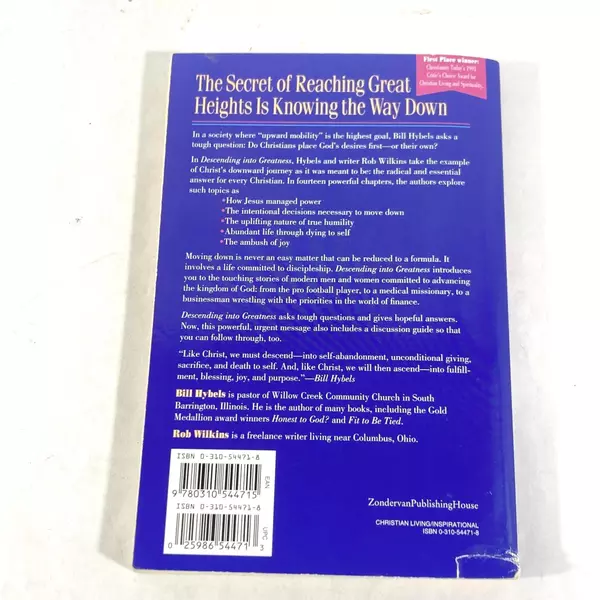 Descending Into Greatness by Bill Hybels & Rob Wilkins 1994 Paperback Book