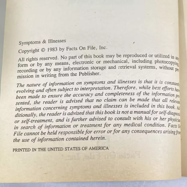 Medical Reference Library Symptoms & Illnesses by Time 1983 Paperback