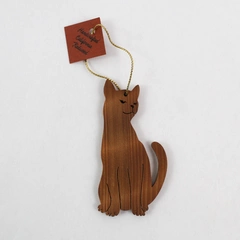 Handcrafted Wooden Cat Christmas Ornament Arty Woods California Redwoods