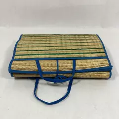 Portable Folding Straw Mat with Handles & Pocket for Beach Picnic 70"x36"