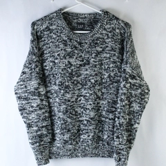 Gap Women's Medium Petite Black White Knit Sweater Long Sleeve Pullover