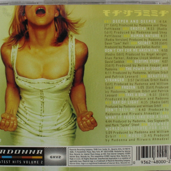 Madonna Greatest Hits Volume 2 CD Album 2001 Compilation Pop Rock Pre-Owned