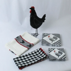 Lot of 5 Rooster Kitchen Decor Items Tea Towels Figurine Napkins Collectible