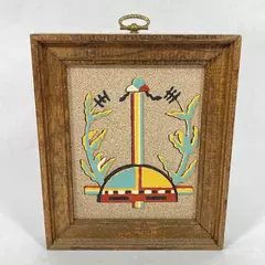 Vtg Rainbow Way Native American Style Sand Painting Corn Blessing Framed