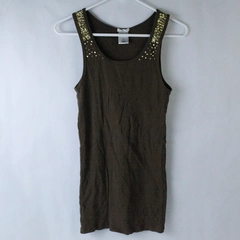 Old Navy Perfect Fit Women's Size XL Tank Top Brown Gold Sequin Strap Ribbed 