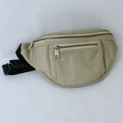 Cypress Woods 3 Pocket Zippered Faux Leather Fanny Pack Tan Adjustable Zip Top