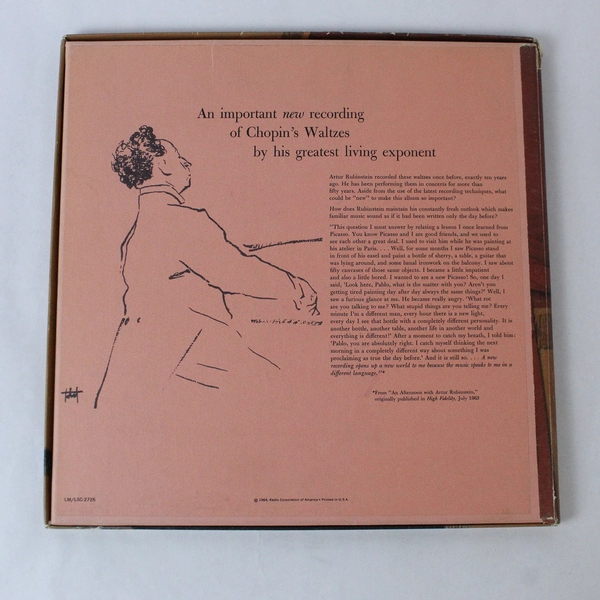 Arthur Rubinstein Chopin Waltzes Vinyl 1964 RCA Victor Red Seal