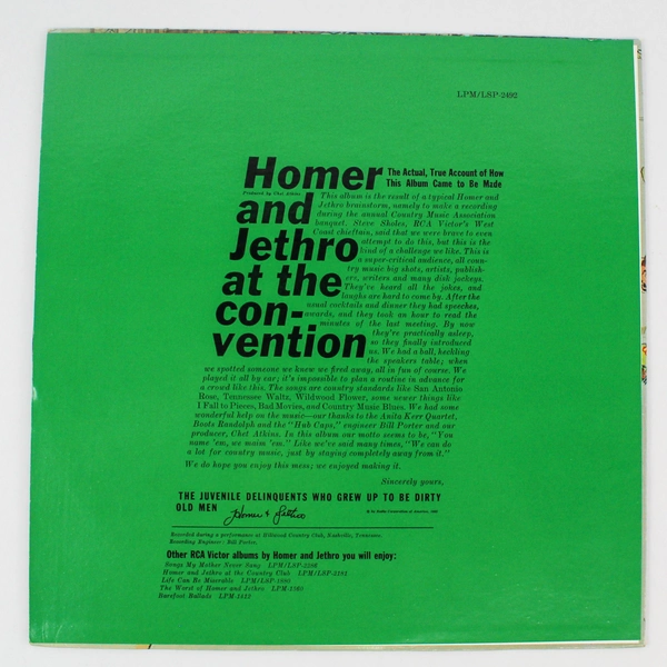 Homer And Jethro At The Convention Vinyl LP RCA Victor LPM2492 Used