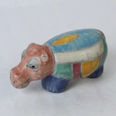 Handmade Pottery Hippopotamus Figurine Made in South Africa Multi Color