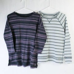 Lot of 2 Eddie Bauer Tops Shirts Women's Size M Multicolor Stripes 