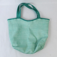 Lancôme Teal Tote Bag Dual Handles Paris Scene Lining Synthetic Woven Straw