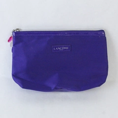 Lancôme Makeup Cosmetics Bag Purple Zipper Closure Jeweled Pull Inside Lining