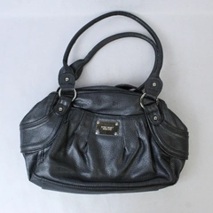 Gray Nine West Zip Up Purse Multiple Zipper Pockets Silver Brand Medallion
