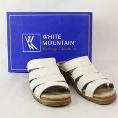 White Mountain Heritage Collection Hartley White Leather Sandals Size 8 Women