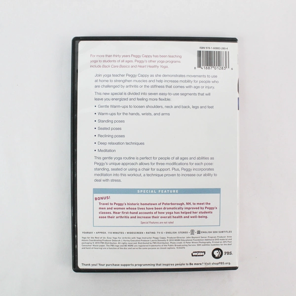 Yoga for the Rest of Us Easy Yoga for Arthritis With Peggy Cappy PBS DVD 2010