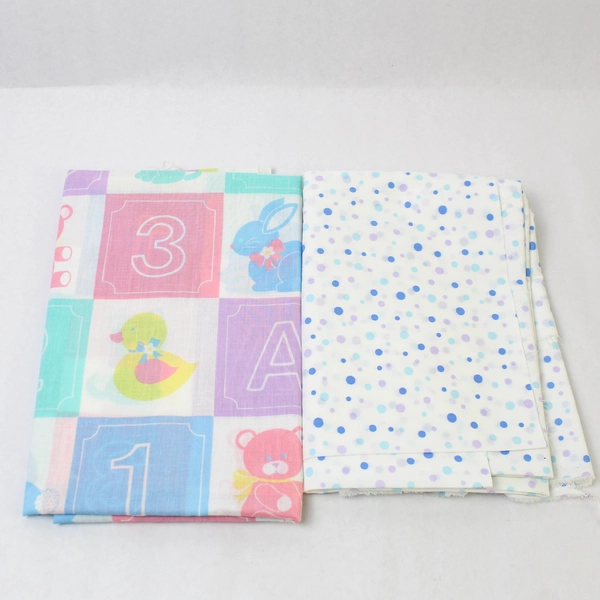Vintage Mixed Lot of 7 Large Pieces of Fabric DIY For Fabric Cutters Baby