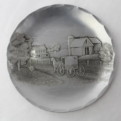 Vintage Wendell August Forge Hammered Aluminum 4.5" Trinket Dish of Amish Farm