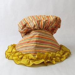 Vintage Colorful Striped Ruffled Bonnet Hat 10x10 Inch