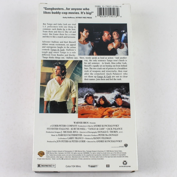Tango & Cash VHS 1998 Sylvester Stallone and Kurt Russell Warner Bros
