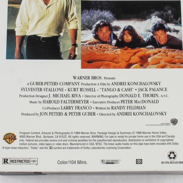 Tango & Cash VHS 1998 Sylvester Stallone and Kurt Russell Warner Bros