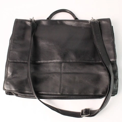 Nordstrom Black Leather Crossbody Shoulder Satchel Office Bag Many Pockets 