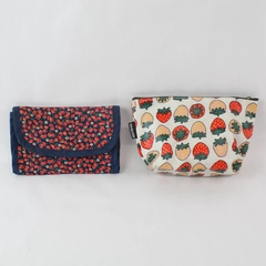 Lot of 2 Strawberry Pattern Pouch and Wallet