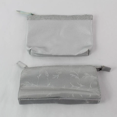 Lot of 2 Small Silver Makeup Perfume Pouches