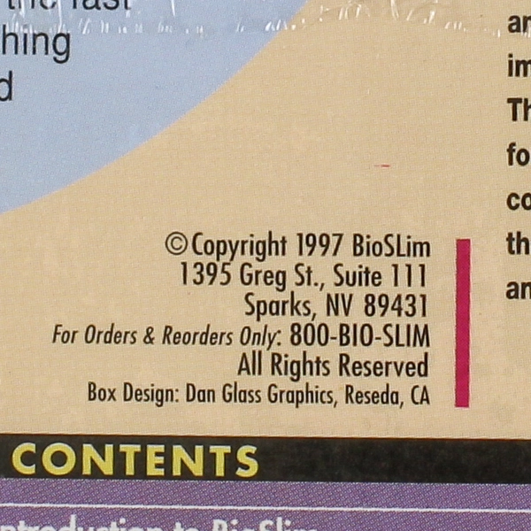 BioSlim The Complete Video Guide to BioSlim 1997 VHS Video Tape Sealed