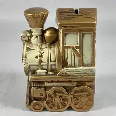 Vintage Atlantic City Ceramic Train Engine Souvenir Coin Bank With Stopper