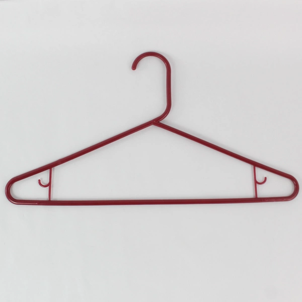 Lot of 10 Red and Purple Plastic Tubular Clothes Hangers With Hooks Standard