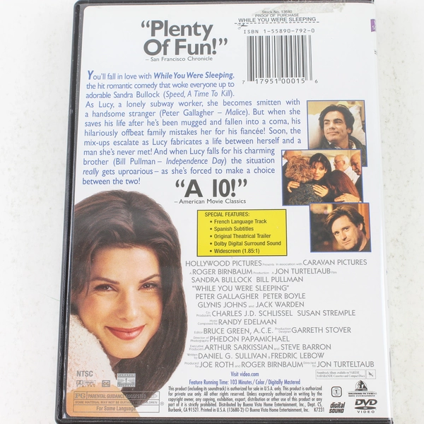 While You Were Sleeping DVD 1995 Sandra Bullock Bill Pullman