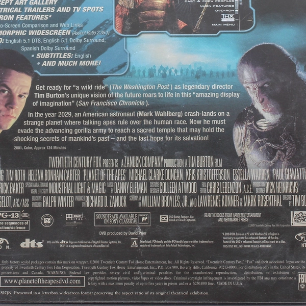 Planet of the Apes DVD 2001 2-Disc Set Mark Wahlberg