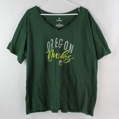 Fanatics Green Oregon Ducks Graphic Print V-Neck T-shirt Women's Size 2XL