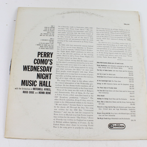 Perry Como Wednesday Night Music Hall Vintage 1959 RCA Camden CAL-511