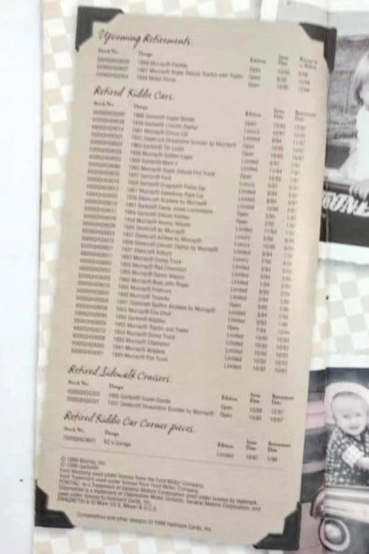 Vintage 1998 Hallmark Kiddie Car Classic Collect The Memories Booklet Guide