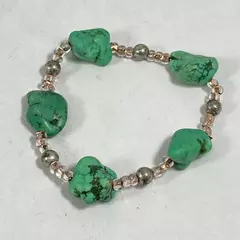 Vintage Handmade Turquoise Nugget Gemstone Stretch Bracelet 8.25"