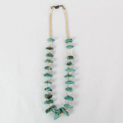 Handmade Turquoise And Bone Bead Necklace 17 Inch