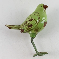 Vintage Green Ceramic Bird Figurine With Brown Spots Wire Legs