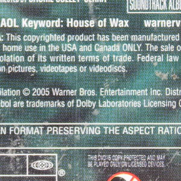 House of Wax Widescreen Edition 2005 DVD