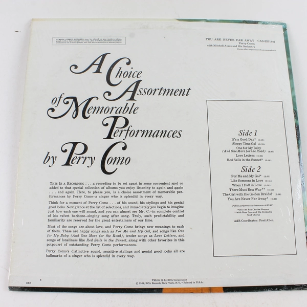 Perry Como You Are Never Far Away 1968 LP Record Vinyl RCA Camden CAS-2201