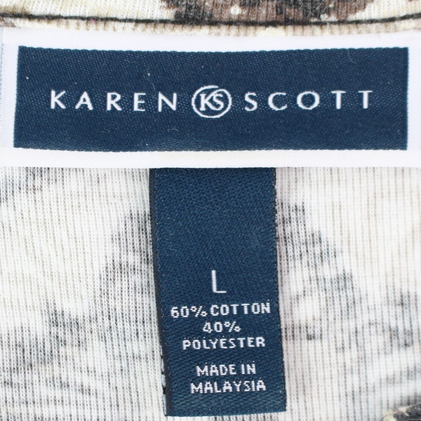 Karen Scott Brown Geometric Patterned 3/4-Sleeve Top Women's Size Large