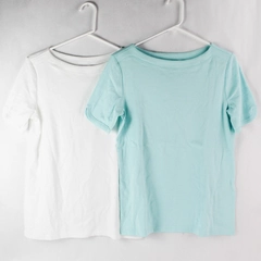 Lot of 2 Chico's Size 1 Women's Cotton T-Shirts One White One Green Boat Neck