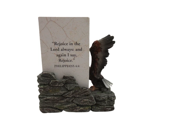 Dayspring Cards Bald Eagle Card Holder With Inspiration Bible Verse Cards Office