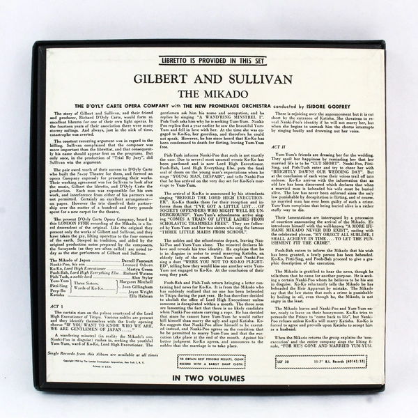 VTG London Records Gilbert And Sullivan The Mikado Vol. 1 1950 Six 7" Records